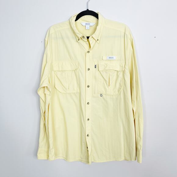 Guide Series Long Sleeve Button Front Fishing Shirt Mens Large L Light Yellow - Picture 1 of 9